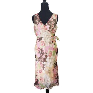 Y2K Merona Womens Floral‎ Sleeveless Midi Babydoll Dress Size 4 Fairy Grunge
